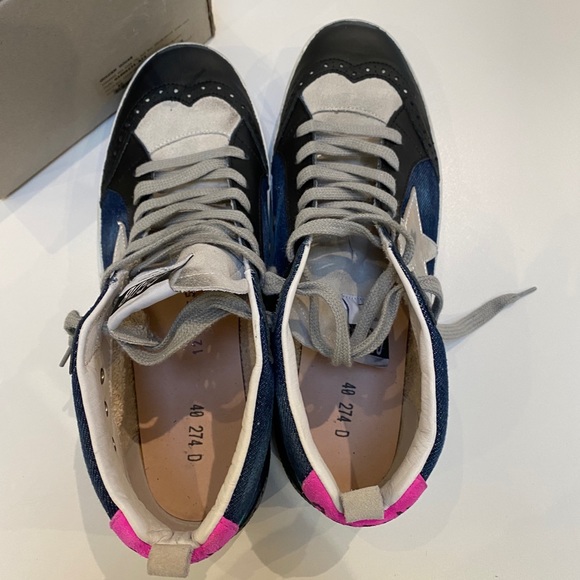 Golden Goose Mid Star Blue Denim/Pink Heel 40 NIB - Picture 9 of 12